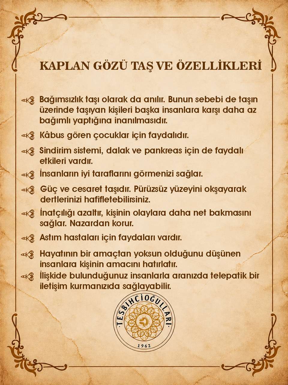Kaplan Gözü Tesbih DOĞALTAŞ 3 Kaplan Gözü Tesbih DOĞALTAŞ